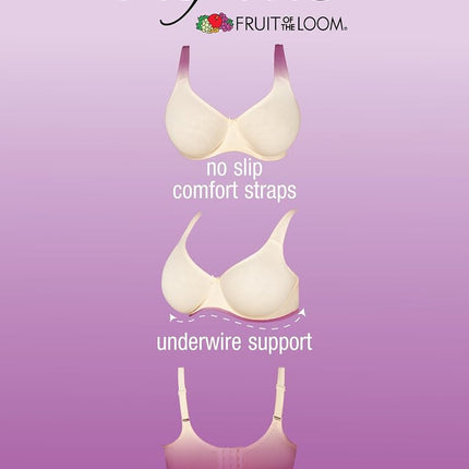 Fruit of the Loom Women's Fit for Me Collection: Plus-Size Unlined Underwire Bra-Cotton Comfort & Pinch-Free Straps Full Coverage, Opaque, Beige, 46D
