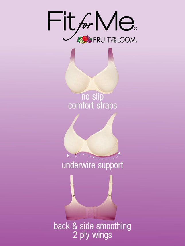 Fruit of the Loom Soutien-Gorge Femme Grande Taille en Coton Non Doublé à Armatures Couvrance Totale, Opaque, Gris, 44E