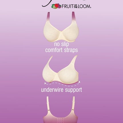 Fruit of the Loom Women's Plus-Size Cotton Unlined Underwire Bra Full Coverage, Opaque, Black Hue, 42E
