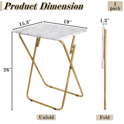 ZAVOOS Folding TV Tray Table, Rectangular TV Trays Dinner Snack Table for Eating on Couch, Portable Sturdy Marble Laptop Table with No Assembly Required for Bed, Recliner, Small Space