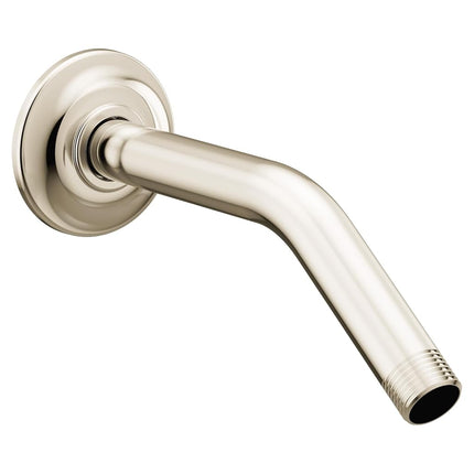 Accesorios de la colección Moen S122NL - Brazo de ducha de 8 pulgadas de primera calidad con acabado cepillado, níquel pulido (NL)