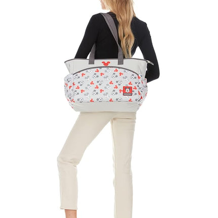 Disney Unisex Baby Cudlie Diaper Tote Moms | Large Spacious Travel Boy and Girl | 17-inch Multi-Functional Bag, Minnie Mouse Bows Print