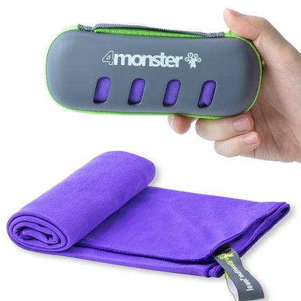 Toalla de viaje de microfibra 4Monster, toalla de camping, toalla de gimnasio, toalla de senderismo, de secado rápido y súper absorbente con estuche de viaje