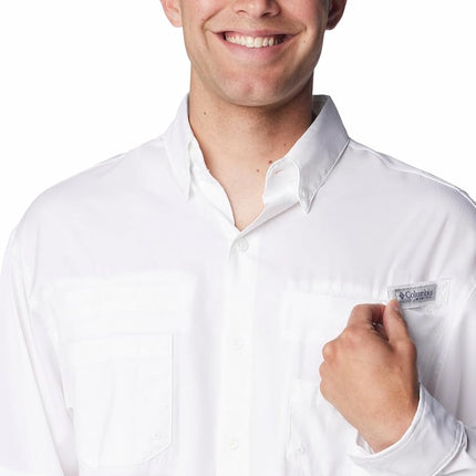 Columbia Men's Tamiami II Long Sleeve Shirt, White, Large Tall