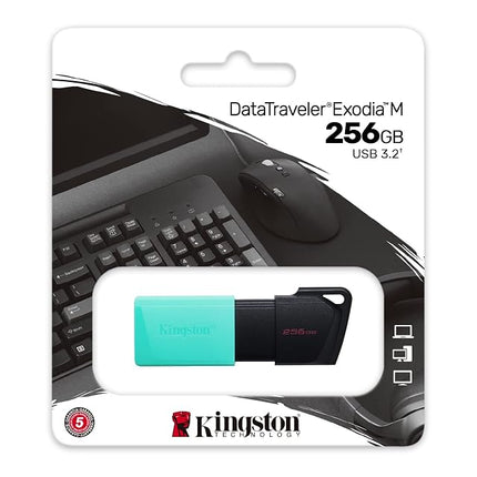 Kingston DataTraveler Exodia M USB 3.2 Gen 1 DTXM/256GB- with Moving Cap (Black + Teal)