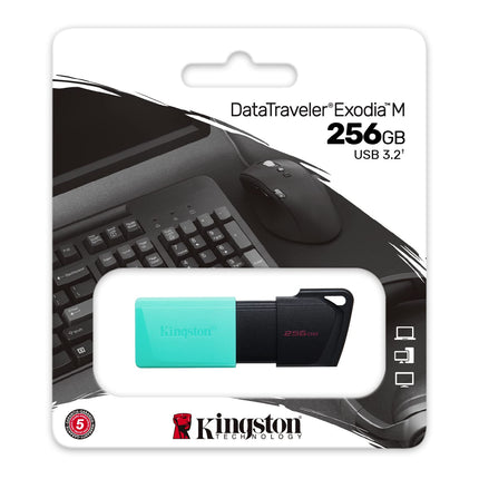 Kingston DataTraveler Exodia M USB 3.2 Gen 1 DTXM/256GB- with Moving Cap (Black + Teal)