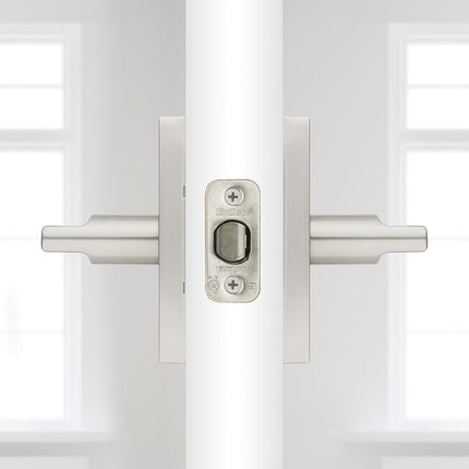 Kwikset Halifax, Door Handle Lever Passage Door for Hall and Closet with Microban, Rectangular Rose in Satin Nickel