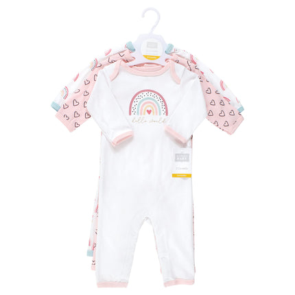Hudson Baby baby-girls Cotton Coveralls, Modern Rainbow, 3-6 Months