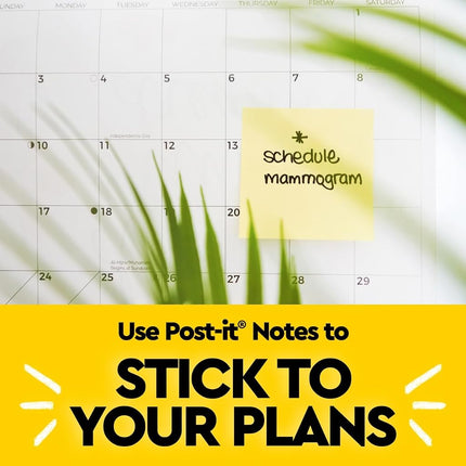 Post-it Notes 3x3 in, 12 Pads, America's #1 Favorite Sticky Notes, Canary Yellow, Clean Removal, Recyclable (654)