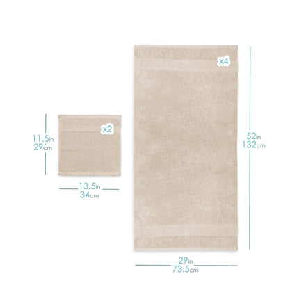 Hearth & Harbor 100% Ring Spun Cotton Bath Towels for bathroom - Luxury Bathroom Towels - Soft & Highly Absorbent Bath Towels Set, 10 Piece Set (2 Bath Towels, 2 Hand Towels, 6 Washcloths) - Cream