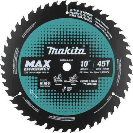 Lame de scie à onglet à pointe carbure Makita B-62103 254 mm, 45 dents, efficacité maximale