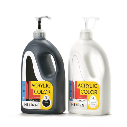 MEEDEN Titanium White & Black Acrylic Paints with 