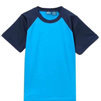 Kanu Surf Boys' Toddler Short Sleeve UPF 50+ Rashguard Swim Shirt, Contrast Aqua, 4T