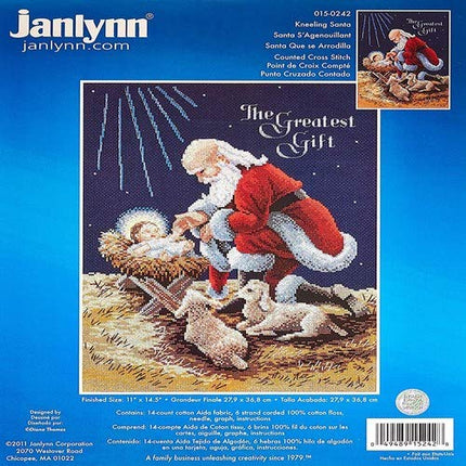 Janlynn Kneeling Santa Counted Cross Stitch Kit, Cotton, Multi-Colour, by The Yard