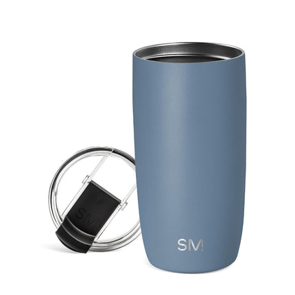 Simple Modern Travel Coffee Mug Tumbler with Flip Lid | Reusable Insulated Stainless Steel Cold Brew Iced Coffee Cup | Gifts for Women Men Him Her | Voyager Collection | 470ml | Blue Dune