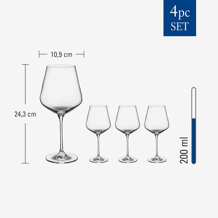 Villeroy & Boch La Divina 4pc Burgundy Wine Goblet Set 200 mL