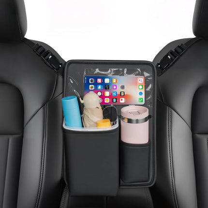 FLORICH Leather Car Seat Back Organizer Mesh Large Capacity Bag with Waterproof Cup Holder, Car Hanging Storage Bag Pocket Between Seats, Barrier of Backseat Pet Kids
