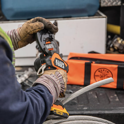 Klein Tools BAT20GD10 Cable Cutter, Gear Cable Cutter Battery Operated Kit with Dewalt 20 Volt 2 Ah Battery for Copper and Aluminum
