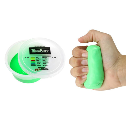 CanDo TheraPutty Standard Hand Exercise Putty for Rehabilitation, Exercises, Hand Therapy, Occupational Therapy, Hand Strengthening, Improve Motor Skills, Stress Relief, Green: Medium, 2-ounce, (10-0902)