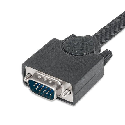 Manhattan SVGA Monitor Cable, HD15, 3m, Male to Male, Compatible with VGA, Fully Shielded, Black, Lifetime Warranty, Polybag