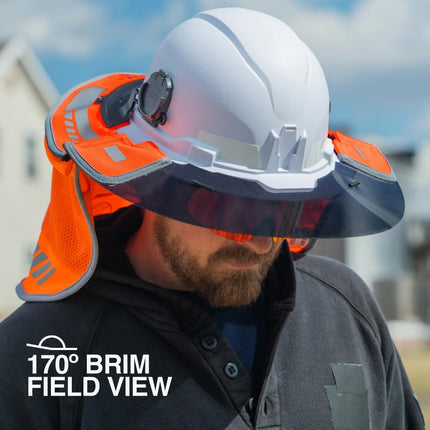 Klein Tools 03011 Hybrid Wide Brim Sombrero Sun Hat for Men with Neck Flap, Hi-Visibility 1200D Fabric, and Universal Hard Hat Clips