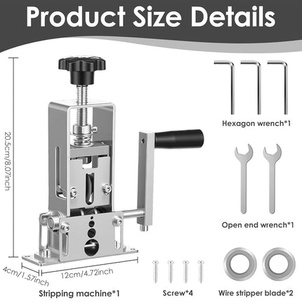 Manual Wire Stripper Machine Gauge Wire 0.04-1 Inch, Scrapping Copper Cable Stripping Machine, Drill Powered/Hand Crank Dual-Drive Wire Stripper Tool for Scrap Copper Recycling & Electrical Work