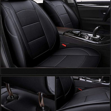 OASIS AUTO OSC-003 Fundas de asiento de cuero hechas a medida para Jeep Wrangler 4dr 2013, 2014, 2015, 2016, 2017 (Negro)
