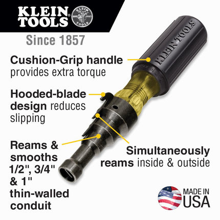 Klein Tools 80073 Reaming Driver Kit with Conduit Reamer, Conduit-Fitting and Reaming Screwdriver and Magnetic Level, 3-Piece