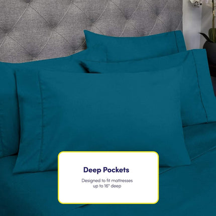 Twin XL Size Bed Sheets - 4 Piece 1500 Supreme Collection Fine Brushed Microfiber Deep Pocket Twin X-Large Sheet Set Bedding - 1 EXTRA PILLOW CASES, GREAT VALUE, Twin XL, Teal