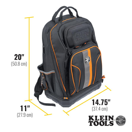 KLEIN TOOLS Unisex's Tool Bag Tradesman Pro Extra-Large 40-Pocket Electrician Jobsite Backpack with Molded Bottom, Black, Charging Port