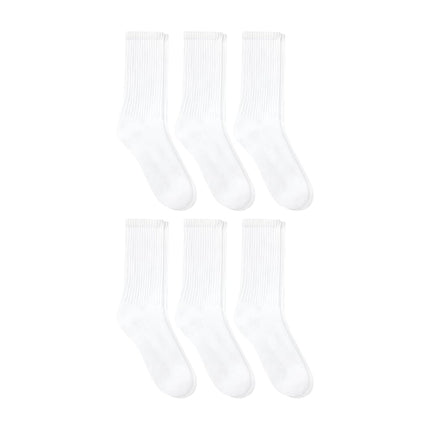 Hanes Unisex Plain White Socks Pack Or Plain Black Socks Pack, 6 Pairs, Cushioned Crew Style