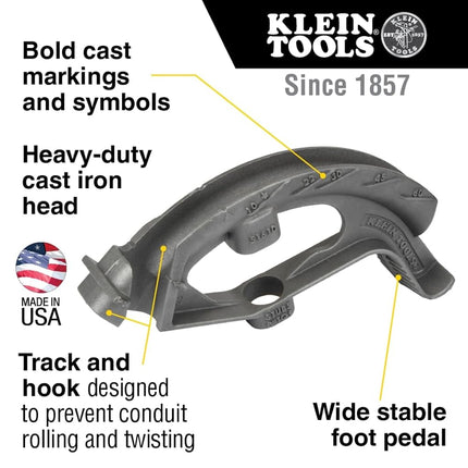 Klein Tools 51610 Iron Conduit Bender Head, for 1-Inch EMT or 3/4-Inch Rigid IMC, use with Klein Tools Angle Setter (Cat. No. 51613)
