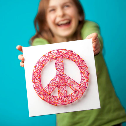 Craft-tastic DIY String Art – Award-Winning Craft Kit for Kids – Everything Included for 3 Fun Arts & Crafts Projects – Peace Sign Series (CTE40)