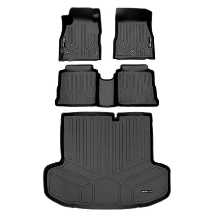 SMARTLINER Custom Fit All Weather 2 Row Floor Mats & Cargo Liner Set Black Compatible with 2020-2023 Nissan Versa (Only Fits Automatic Transmission)
