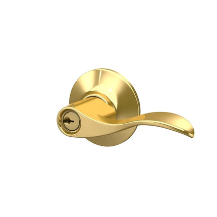 Schlage F51A Acc 605 Accent Keyed Entry Lever, Bright Brass
