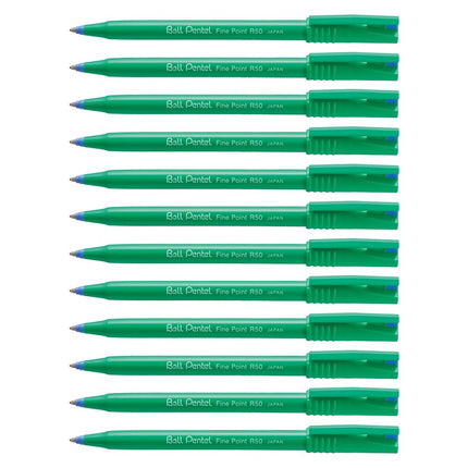 Pentel R50 Rollerball Pen Green Barrel Water-based
