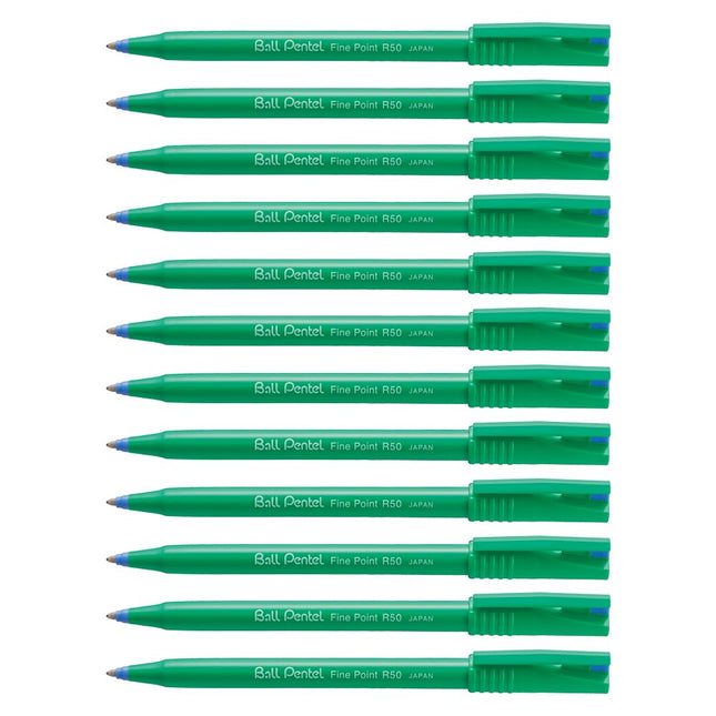 Pentel R50 Rollerball Pen Green Barrel Water-based
