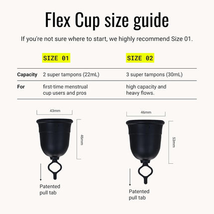 Flex Cup Starter Kit (Slim Fit - Size 01) | Reusable Menstrual Cup + 2 Free Menstrual Discs | Pull-Tab for Easy Removal | Capacity of 2 Super Tampons
