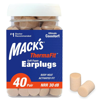 Mack's ThermaFit Soft Foam Earplugs, 40 Pair - Com
