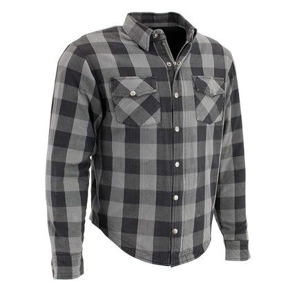 Milwaukee Performance Men's Checkered Flannel Biker Shirt with Aramid (Black/Grey, 2X)