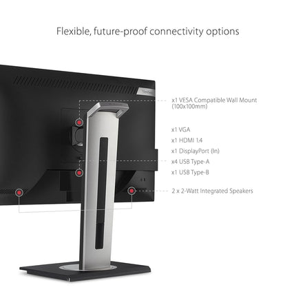 ViewSonic VG2748a-2 27-inch 1080p Full HD Monitor with Frameless Design, Advanced Ergonomics, HDMI, USB, DisplayPort, VGA, Integrated Speakers, for Business or Home Office