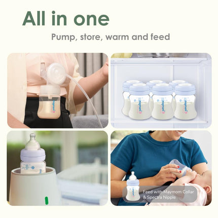 Maymom Wide-Mouth Milk Storage Collection Bottle with SureSeal Sealing Disk; Compatible with Spectra S1 S2 Bottles, 6 pc (4.7Oz/140mL, 6pc)