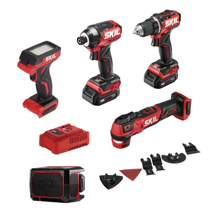 Kit combinado compacto sin escobillas de 12 V y 5 herramientas con dos baterías y cargador