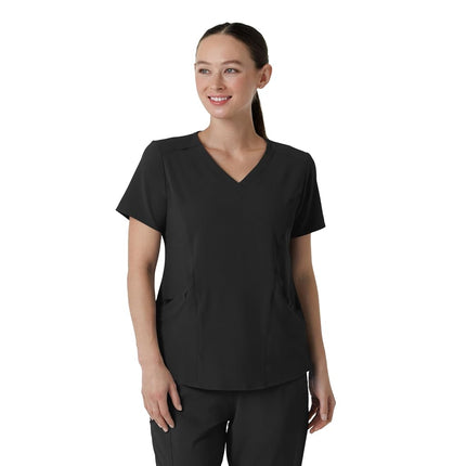 WonderWink Women's V-Neck Top, Black, Small