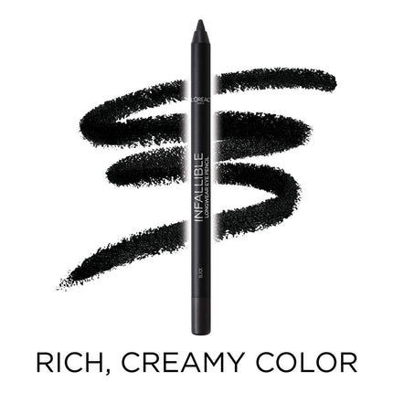 L'Oreal Paris Makeup Infallible Pro-Last Pencil Eyeliner, Waterproof and Smudge-Resistant, Glides on Easily to Create any Look, Black, 0.042 oz., 2 Count