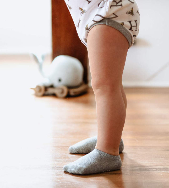 Calcetín informal Burt's Bees Baby Ly26970-htg-3m, gris jaspeado/blanco, 0-3 meses