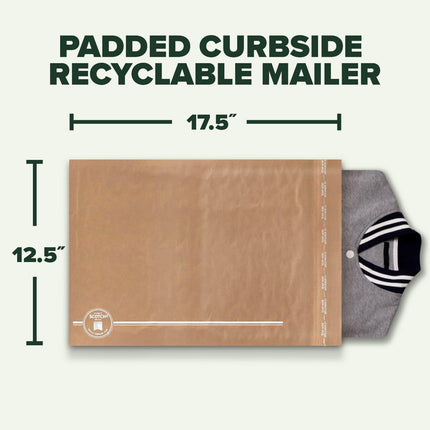 Scotch Curbside Recyclable Padded Mailers, 25 Pack, 12.5 x 17.5 in, Similar Impact Protection to Traditional Bubble mailers (CR-6-25)