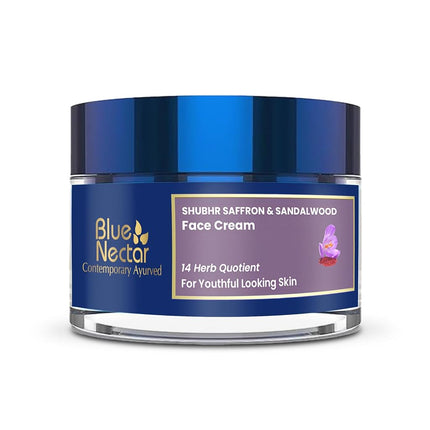 Blue Nectar Face Cream for Women | Ayurvedic Daily Face Moisturizer for Women with Kumkumadi Saffron Oil for Skin | Hydrating Day & Night Cream (14 Herbs, 50g).