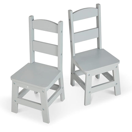 Melissa & Doug Wooden Chairs, Set of 2 - Gray Furniture for Playroom - Kids Wooden Chairs, Children's Wooden Playroom Furniture