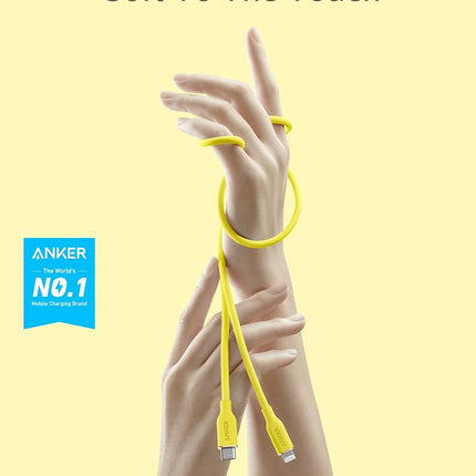 Anker Powerline III Flow, USB C to Lightning Cable for iPhone 12 Pro/11/X/XS/XR/ 8 Plus, AirPods Pro, (6ft) [MFi Certified] Supports Power Delivery, Silicone(Charger Not Included) (Mint Green)